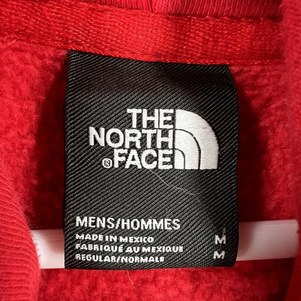 The North Face Hoodie Mens Medium Red‎ Logo Pullover Fleece Sweatshirt Kangaroo
